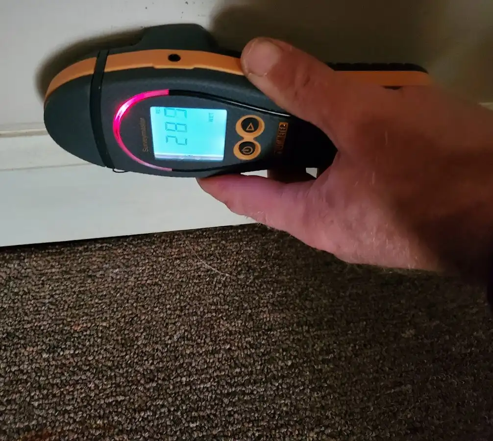 Moisture detection at baseboard during Mold Inspection & Testing in East Providence